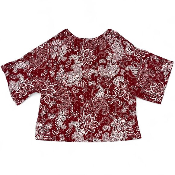 Karen Kane Red Paisley Print Blouse Wide Sleeve (XL) - Picture 3 of 4